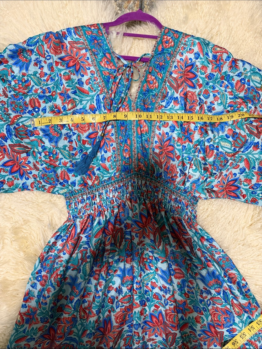 Boho Floral Midi Dress in Teal & Red - Picture 9 of 10